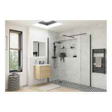 Wetroom Shower Return End Panel with Black Frame
